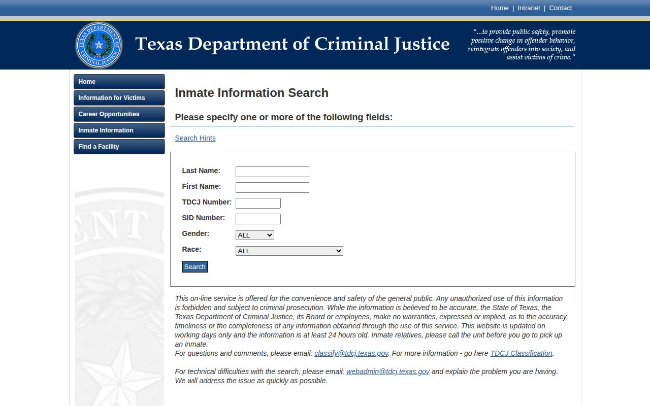 Dimmit County projected release date TDCJ offender search